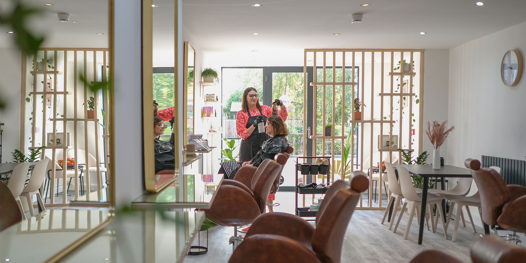 Nacy Stripe with a client, preparing for a hair colour at the Stripe Colour Studio.